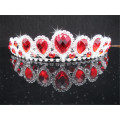 Red Royal Crystal Beaded Fashion Necklace With Ear Ring